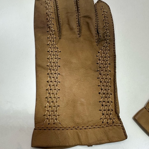Tan Leather Work Gloves with Reinforced Palms - Picture 2 of 5